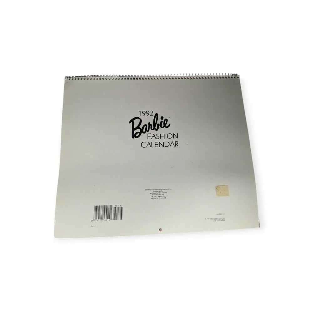 Vintage Mattel 1992 Barbie Fashion Calendar Unused Spiral Bound